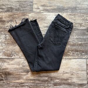 FRAME Le Crop Mini Boot Jeans Black Raw Hem Size 29 Cropped Bootcut